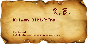 Kulman Bibiána névjegykártya